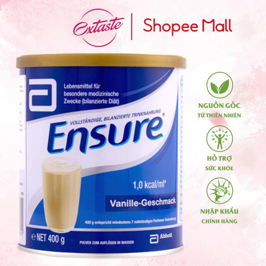 Ảnh Sữa bột Ensure Đức hương vani giàu dinh dưỡng hộp 400g Extate Official Mall 1