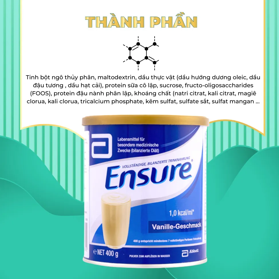 Ảnh Sữa bột Ensure Đức hương vani giàu dinh dưỡng hộp 400g Extate Official Mall 3