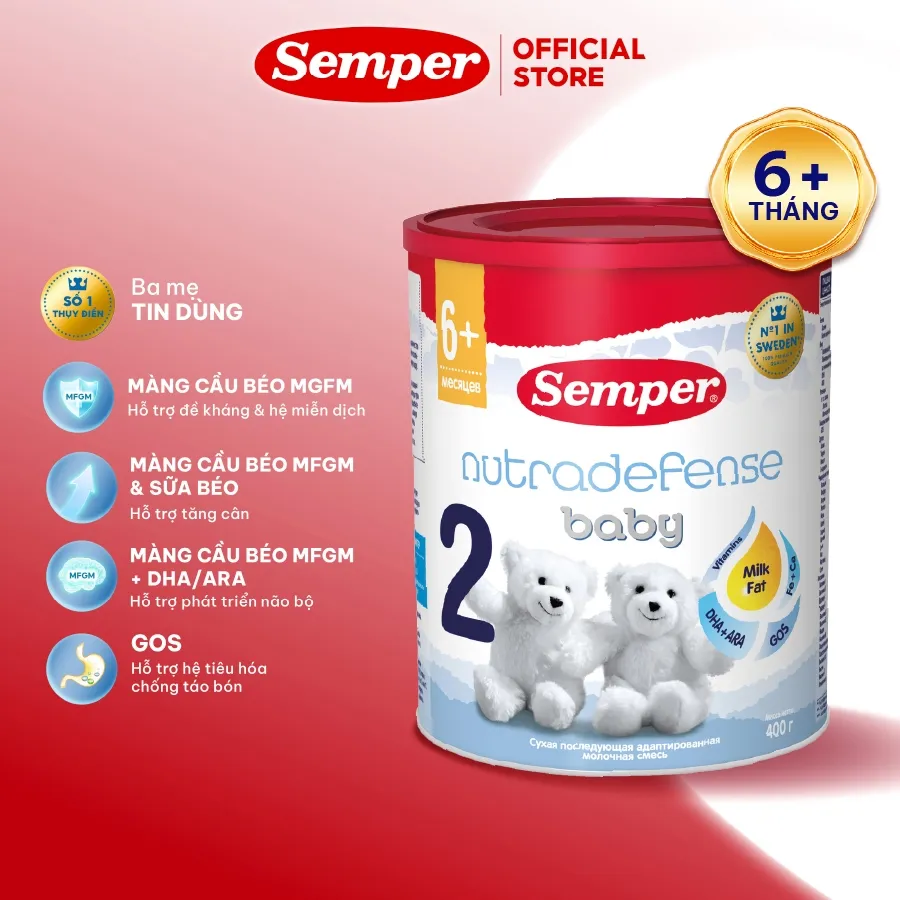 Ảnh Sữa bột giúp bé tăng cân,dễ tiêu hóa, tăng đề kháng, phát triển trí não và chiều cao  Semper Nutradefense Baby 2 400g 1