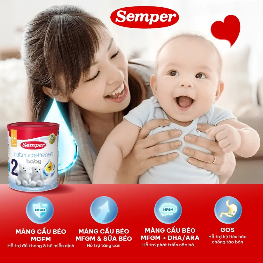 Ảnh Sữa bột giúp bé tăng cân,dễ tiêu hóa, tăng đề kháng, phát triển trí não và chiều cao  Semper Nutradefense Baby 2 400g 3