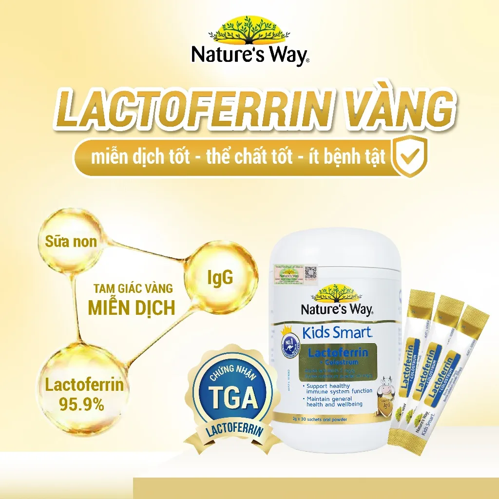 Ảnh Sữa Bột Nature’s Way Kids Smart Lactoferrin + Colostrum Hỗ Trợ Tăng Cường Đề Kháng, Miễn Dịch Cho Bé 30 Gói (2g/gói) 2