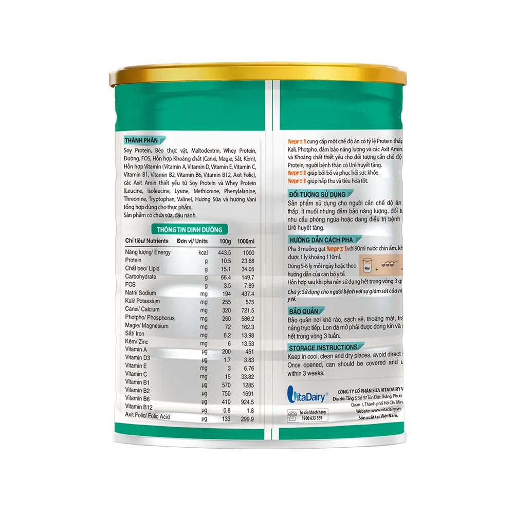 Ảnh Sữa bột Nepro 1 900g giảm Protein - VitaDairy 3