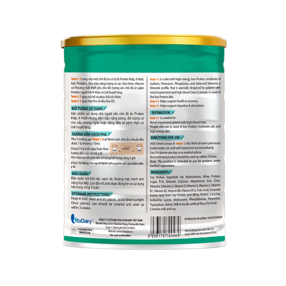 Ảnh Sữa bột Nepro 1 900g giảm Protein - VitaDairy 4