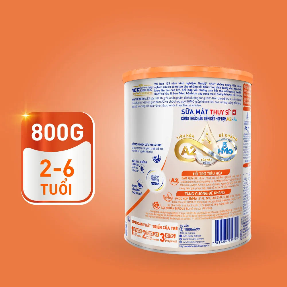 Ảnh Sữa bột Nestlé NAN INFINIPRO A2 3 800g nhập khẩu Thụy Sĩ với đạm quý A2 & 5HMO giúp tiêu hóa tốt, đề kháng khỏe 4