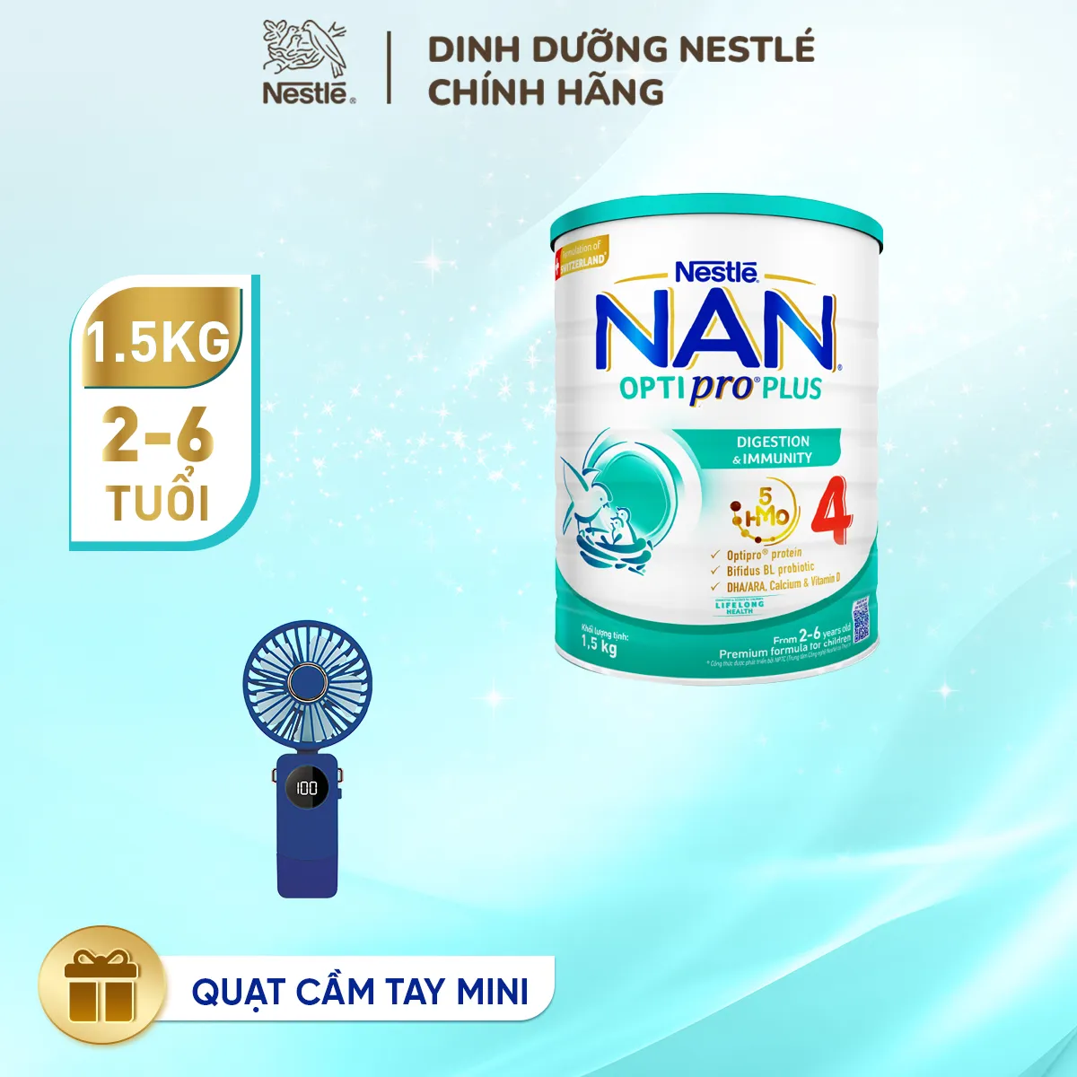 Ảnh Sữa bột Nestlé NAN OPTIPRO PLUS 4 1500g/lon với 5HMO Giúp tiêu hóa tốt 2