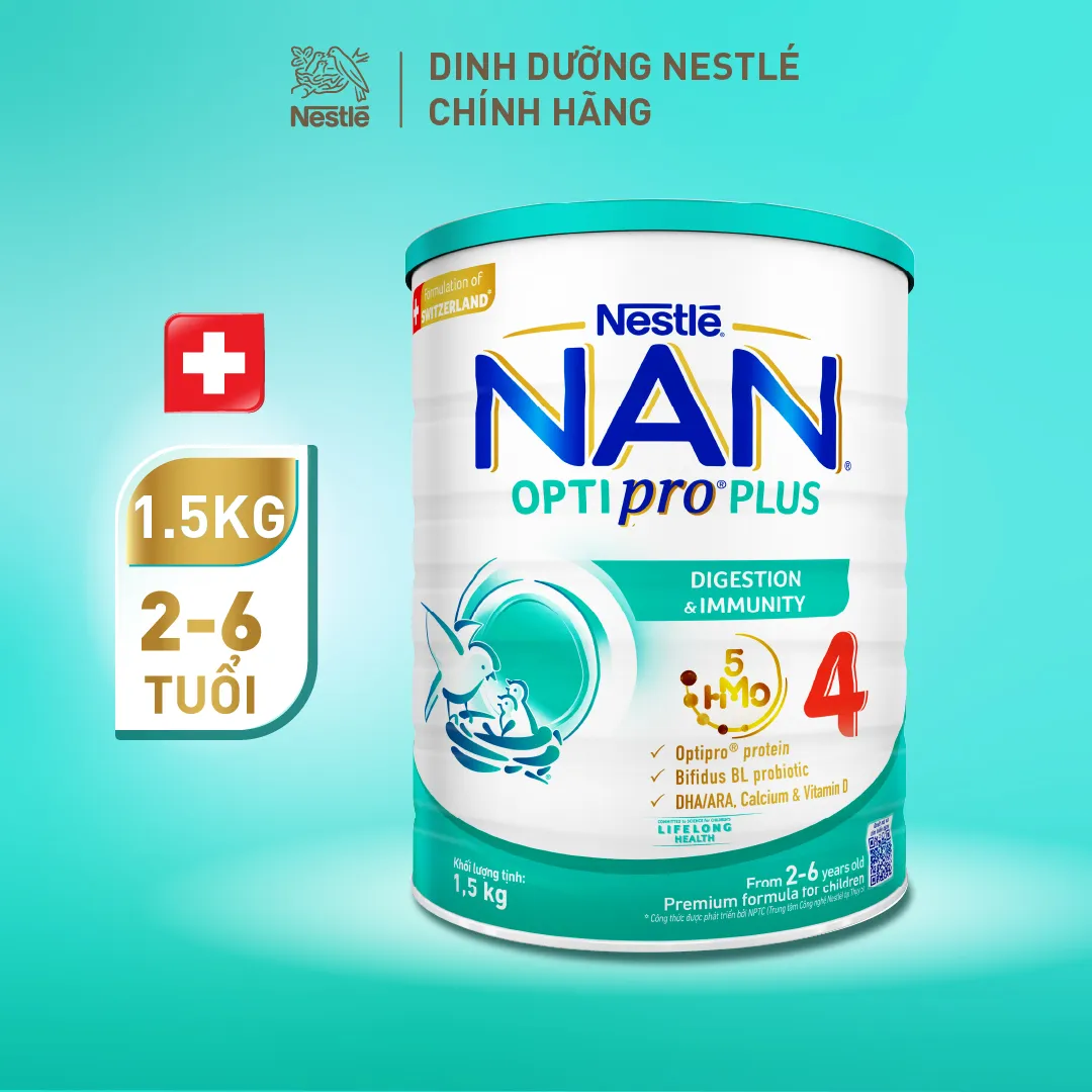 Ảnh Sữa bột Nestlé NAN OPTIPRO PLUS 4 1500g/lon với 5HMO Giúp tiêu hóa tốt 3
