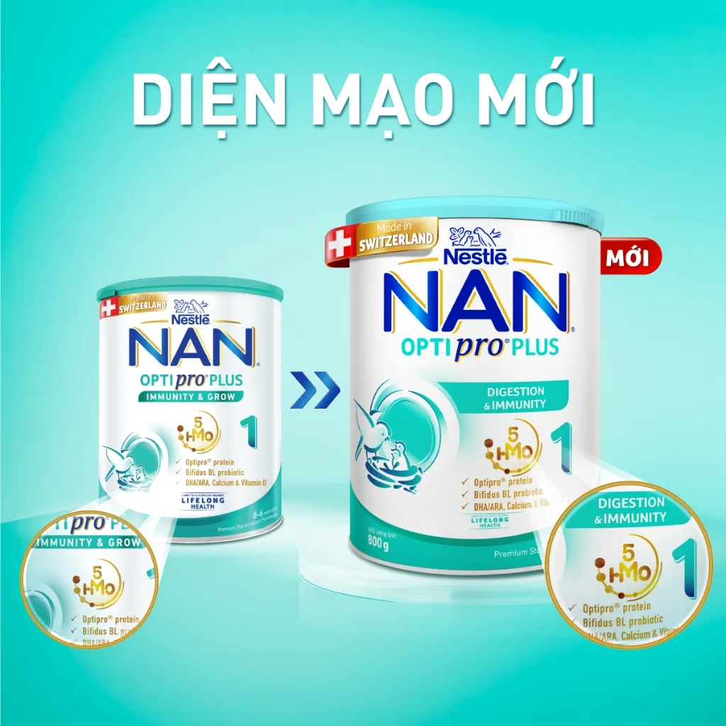 Ảnh Sữa bột Nestlé NAN OPTIPRO PLUS 1 800g nhập khẩu Thụy Sỹ với 5HMO 2