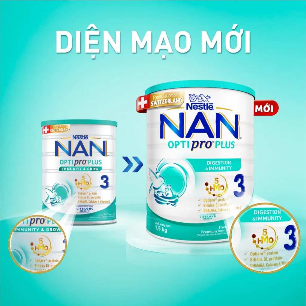 Ảnh Sữa bột Nestlé NAN OPTIPRO PLUS 3 1500g với 5HMO - Hỗ trợ Tiêu Hóa, Đề Kháng, Trí Não & Chiều Cao 2