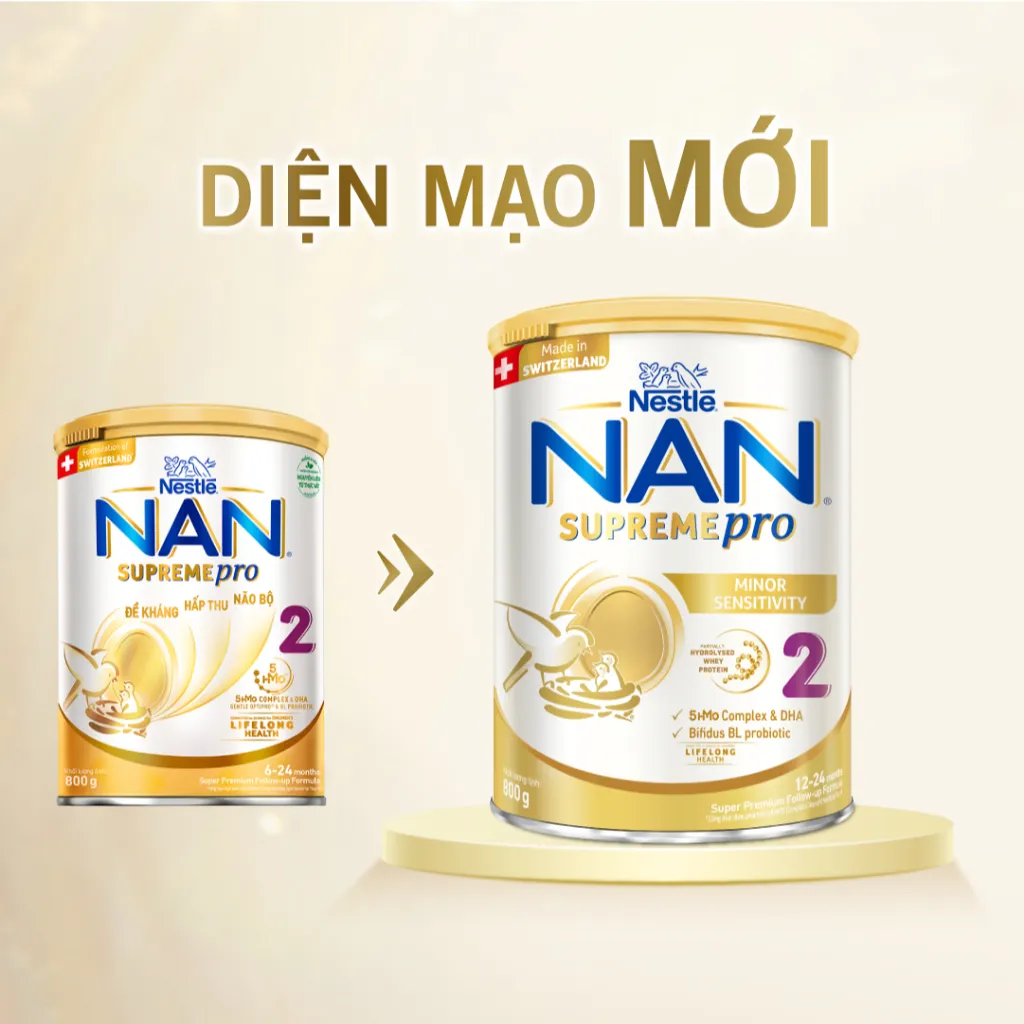 Ảnh Sữa Bột Nestlé NAN SupremePro 2 lon 800g với 5HMO & đạm Gentle Optipro nhập khẩu nguyên lon từ Đức 2