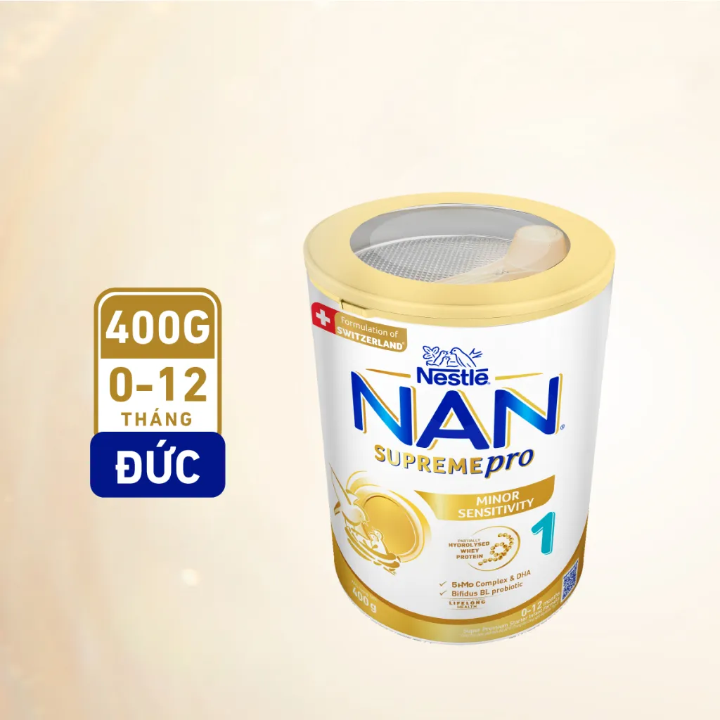 Ảnh Sữa bột Nestlé NAN SUPREMEPRO 1 400g nhập khẩu Đức với đạm thủy phân 1 phần, 5HMO & lợi khuẩn 1