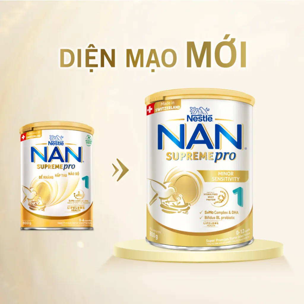 Ảnh Sữa bột Nestlé NAN SUPREMEPRO 1 800g nhập khẩu Đức với đạm thủy phân 1 phần, 5HMO & lợi khuẩn 1