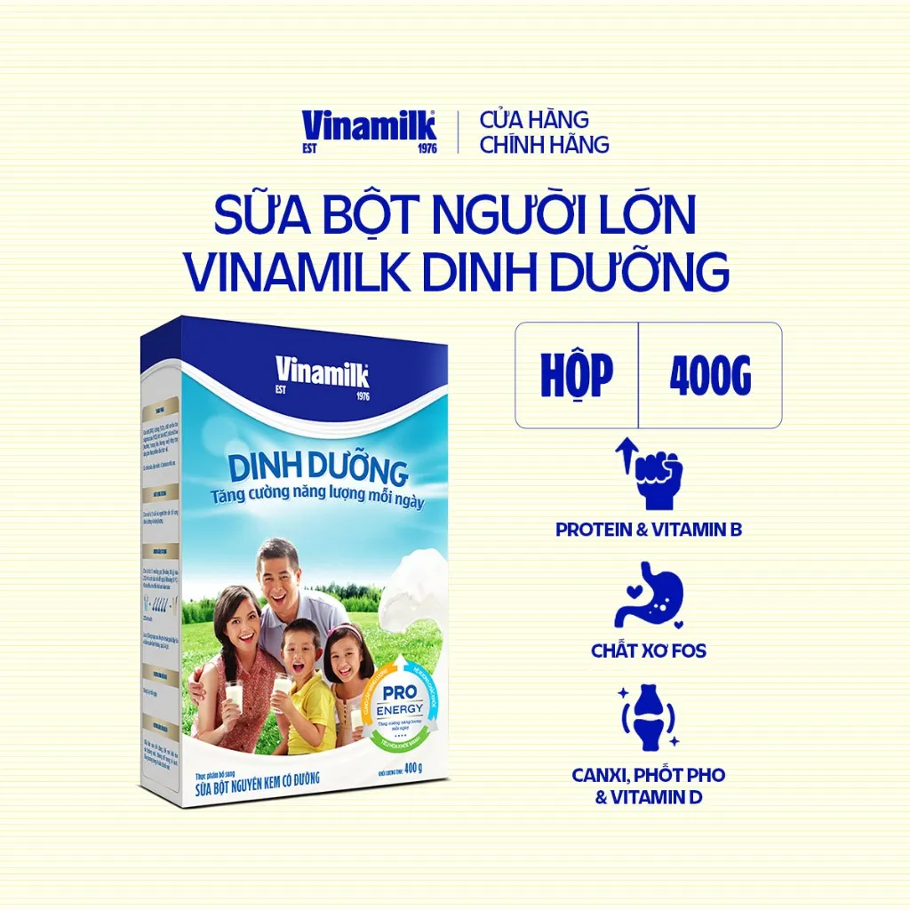 Ảnh Sữa bột nguyên kem có đường Vinamilk - Hộp giấy 400g 2