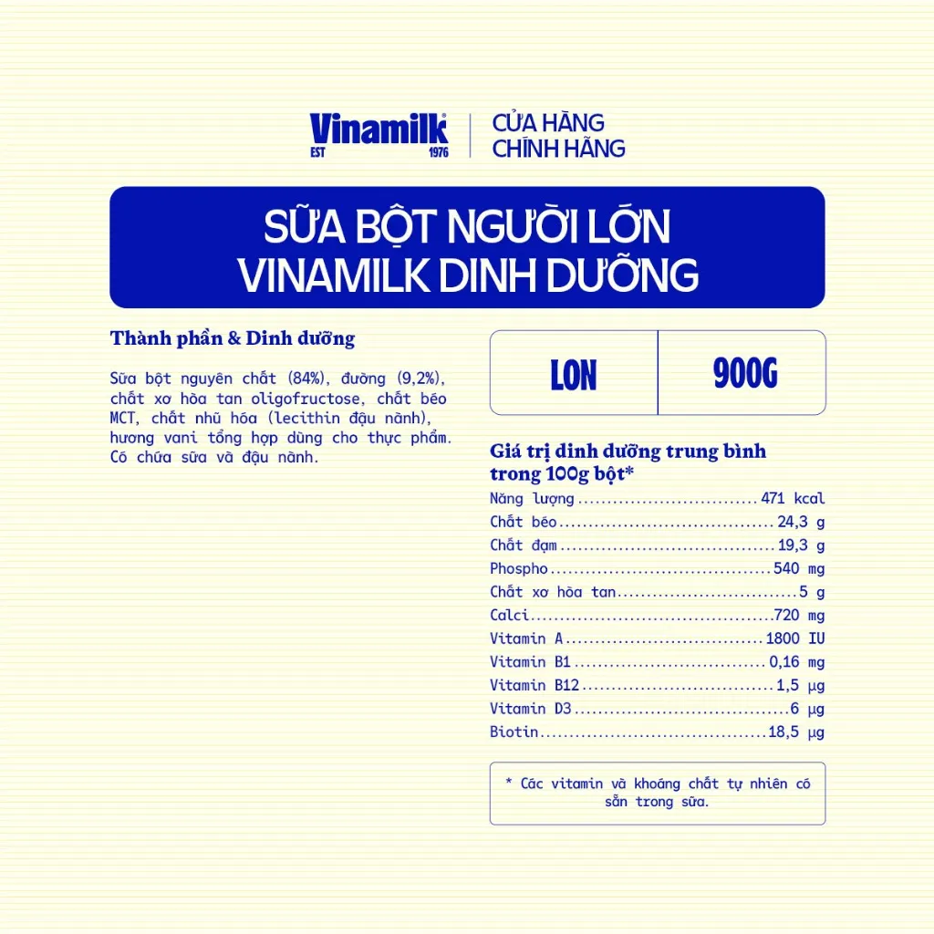 Ảnh Sữa bột Nguyên kem có đường Vinamilk - Hộp thiếc 900g 3