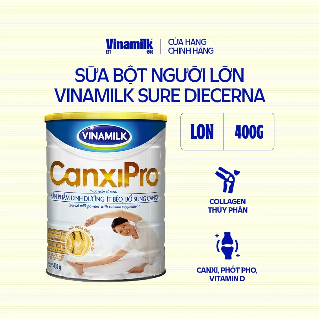 Ảnh Sữa bột Vinamilk CanxiPro - Hộp thiếc 400g 2