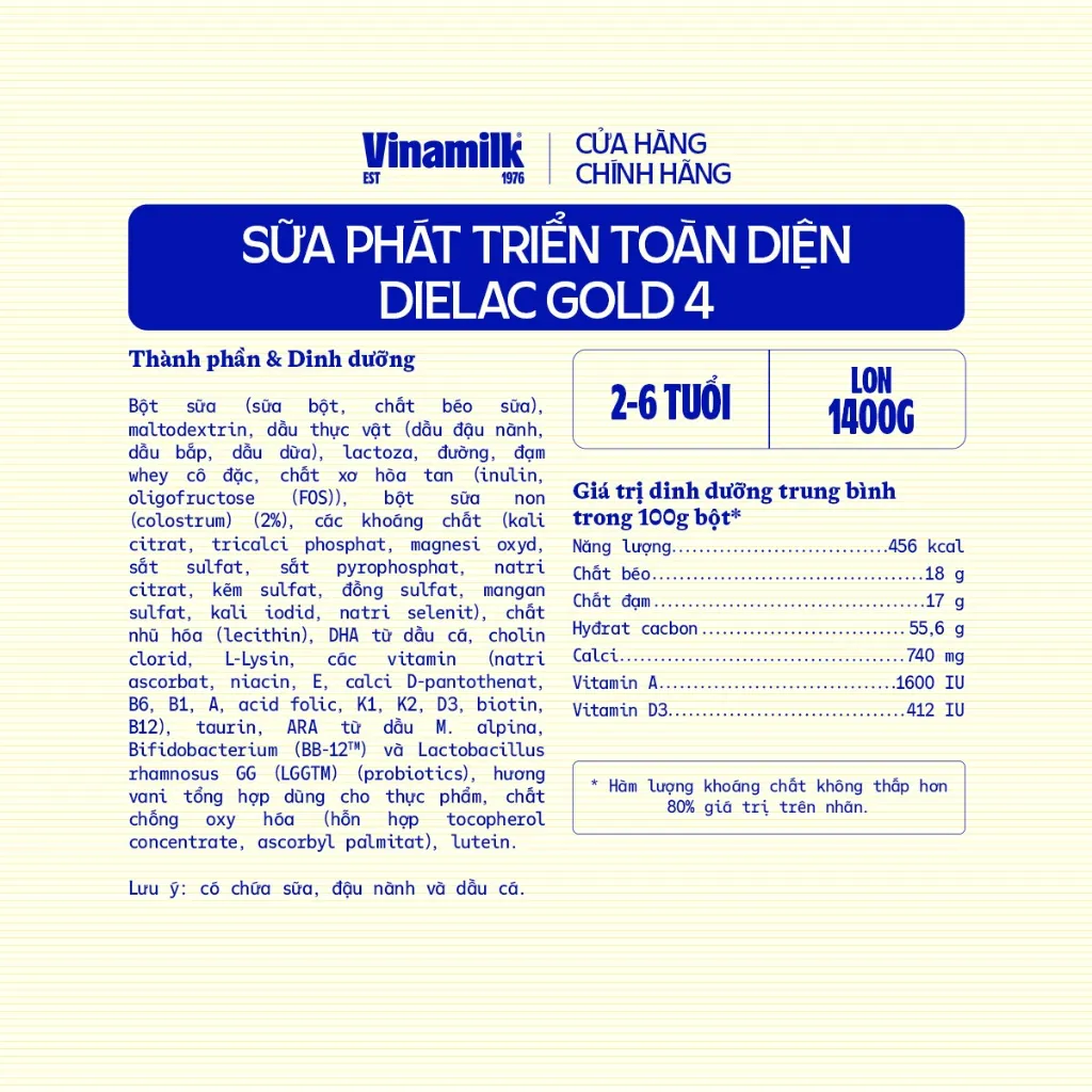 Ảnh Sữa bột Vinamilk Dielac Gold 4 HT 1400g 4
