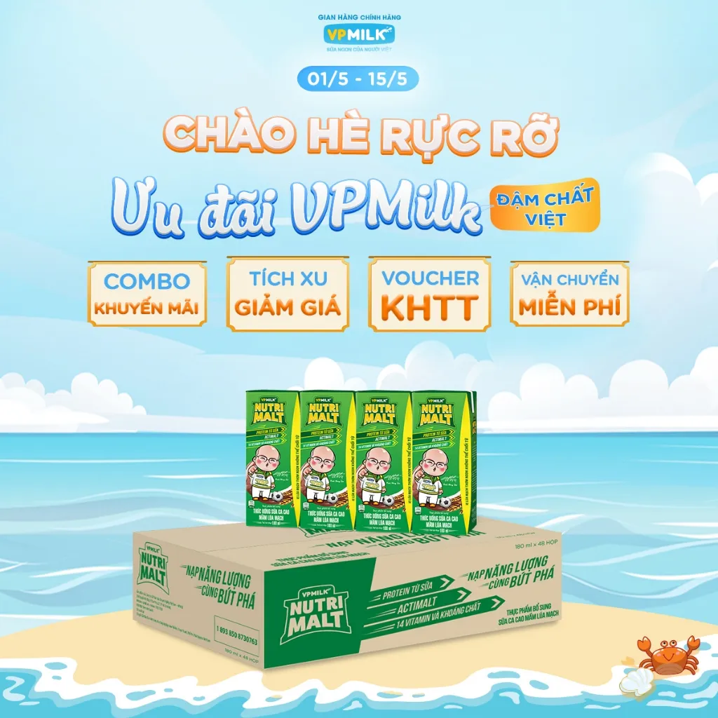 Ảnh Sữa ca cao mầm lúa mạch đen VPMilk Nutrimalt 180ml (thùng 48 hộp) 1