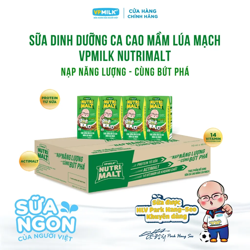 Ảnh Sữa ca cao mầm lúa mạch đen VPMilk Nutrimalt 110ml (thùng 48 hộp) 2