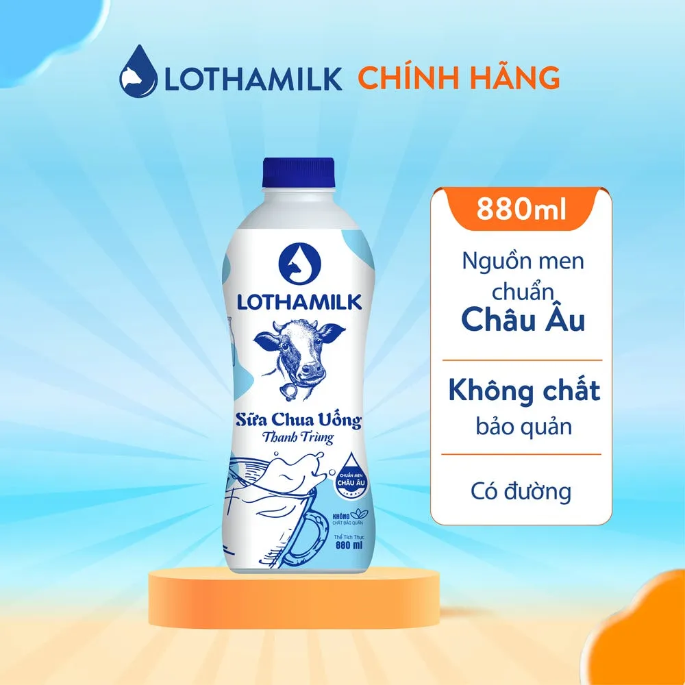 Ảnh Sữa chua uống thanh trùng Lothamilk có đường chai 880ml 1