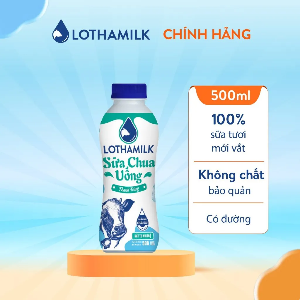 Ảnh Sữa chua uống thanh trùng Lothamilk có đường chai 500ml 1