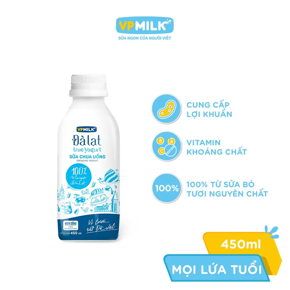 Ảnh Sữa chua uống VPMilk Đà Lạt True Yogurt - chai 450ml 2