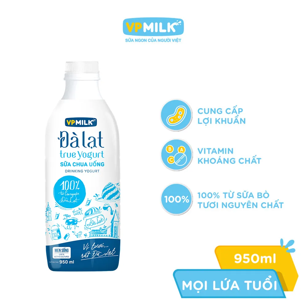 Ảnh Sữa chua uống VPMilk Đà Lạt True Yogurt - chai 950ml 2