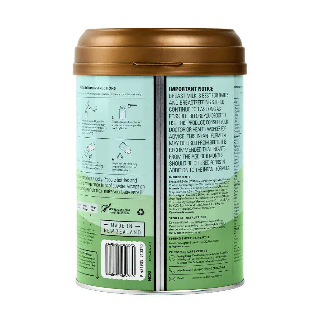 Ảnh Sữa Công Thức Cừu Nguyên Kem Đạm A2 Spring Sheep Số 1 (800g) Dành Cho Bé Từ 0 - 6 Tháng Tuổi 3