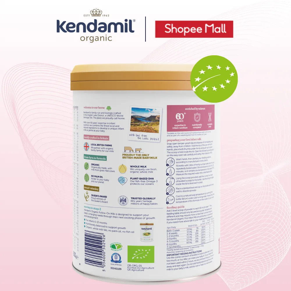 Ảnh Sữa Công Thức Hữu Cơ Kendamil Organic Chứa HMOs Số 1 (800g) - Sữa Bột Nguyên Kem dinh dưỡng tối ưu 3
