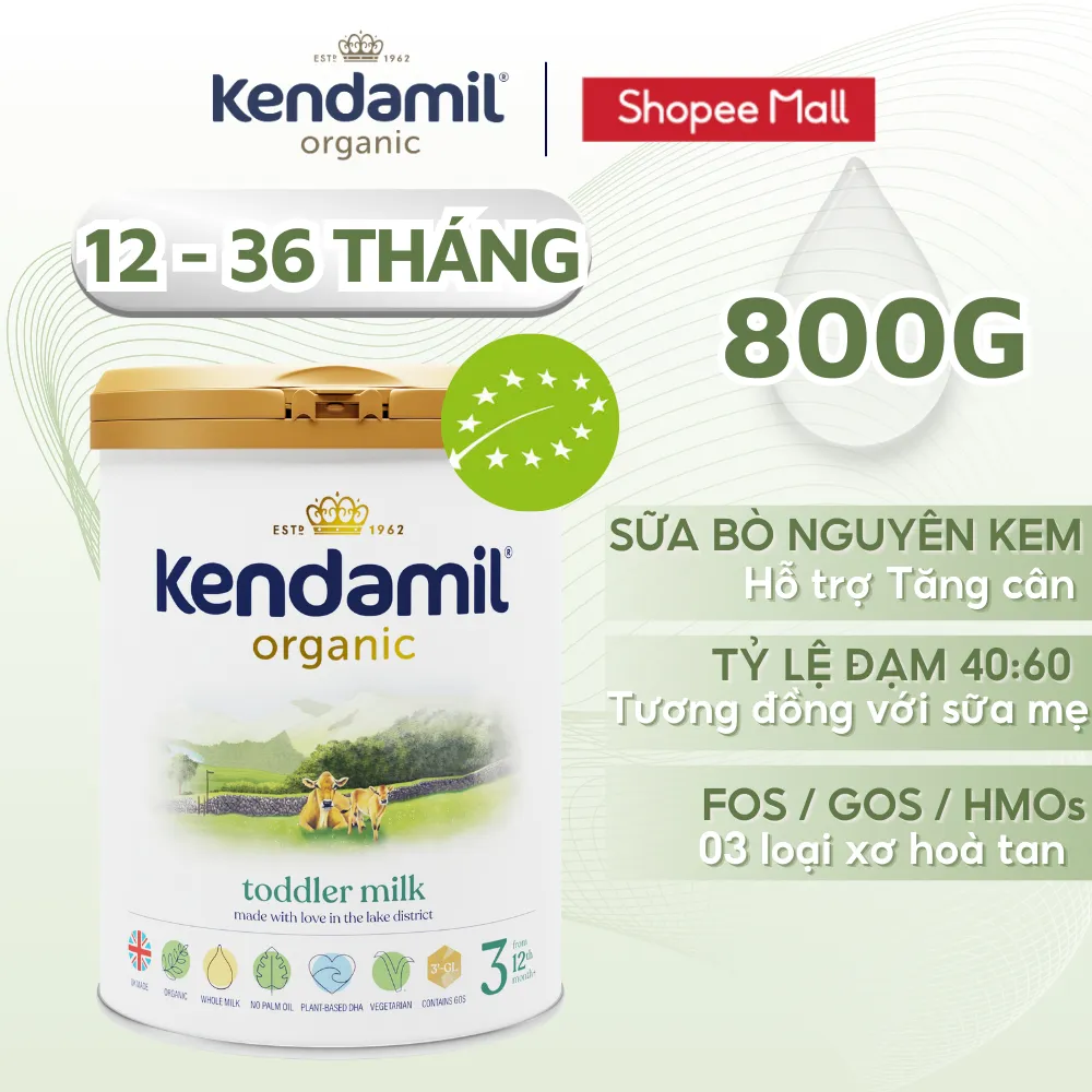 Ảnh Sữa Công Thức Hữu Cơ Kendamil Organic chứa HMOs Số 3 (800g) - Sữa Bột Nguyên Kem Tối ưu Hấp thụ 1
