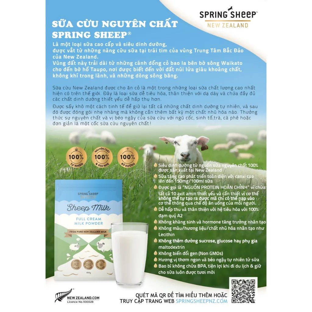 Ảnh Sữa Cừu Nguyên Chất Spring Sheep New Zealand 850gr 3