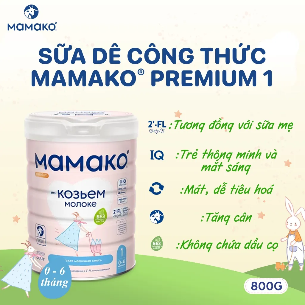 Ảnh Sữa Dê Công Thức MAMAKO Premium Nga Số 1 - 800g/400g tăng cường miễn dịch 3