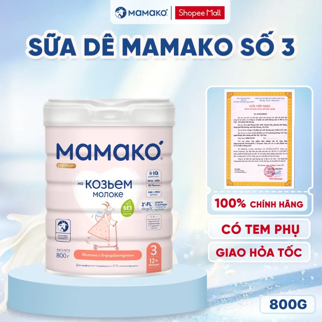 Ảnh Sữa Dê Công Thức MAMAKO Nga Premium Số 3 - 800g Hỗ trợ tiêu hóa, tăng cường miễn dịch 1