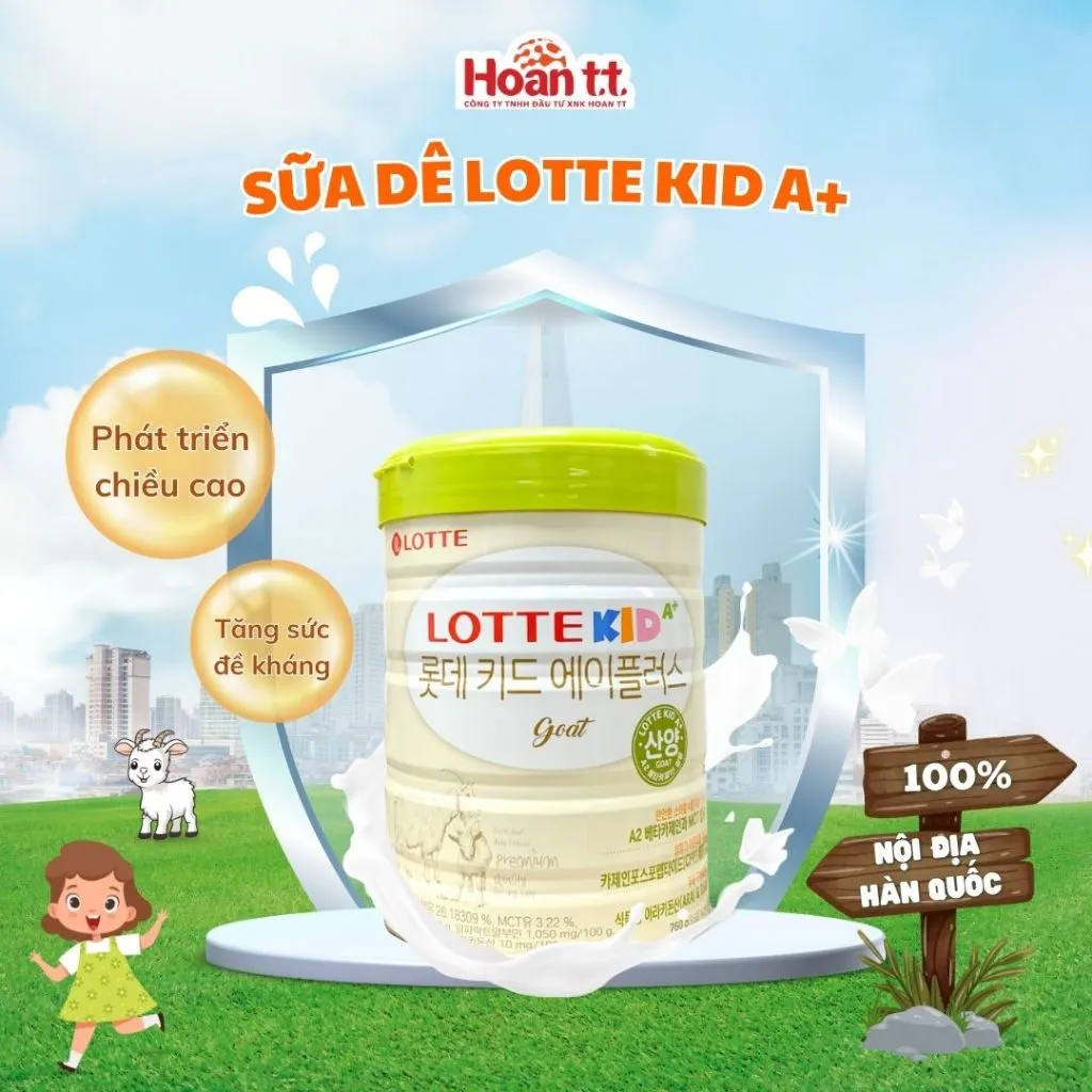 Ảnh Sữa Dê Lotte Kid A+ Tăng Chiều Cao Cho Bé - Sữa Bột Giúp Phát Triển Trí Não Cho Bé Lon 760g 2