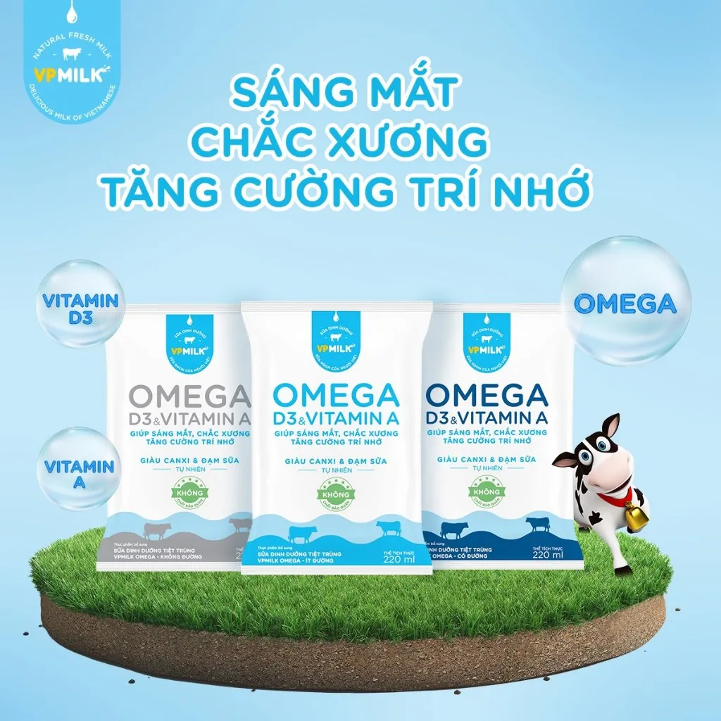 Ảnh Sữa Dinh Dưỡng Tiệt Trùng VPMilk Omega Có Đường dạng hộp 110ml (thùng 48 hộp) 3