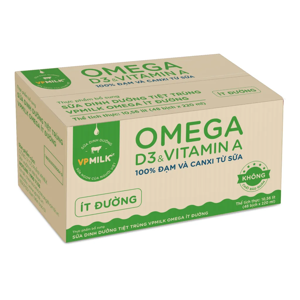 Ảnh Sữa dinh dưỡng tiệt trùng VPMilk Omega bịch 220ml (thùng 48 bịch) 4