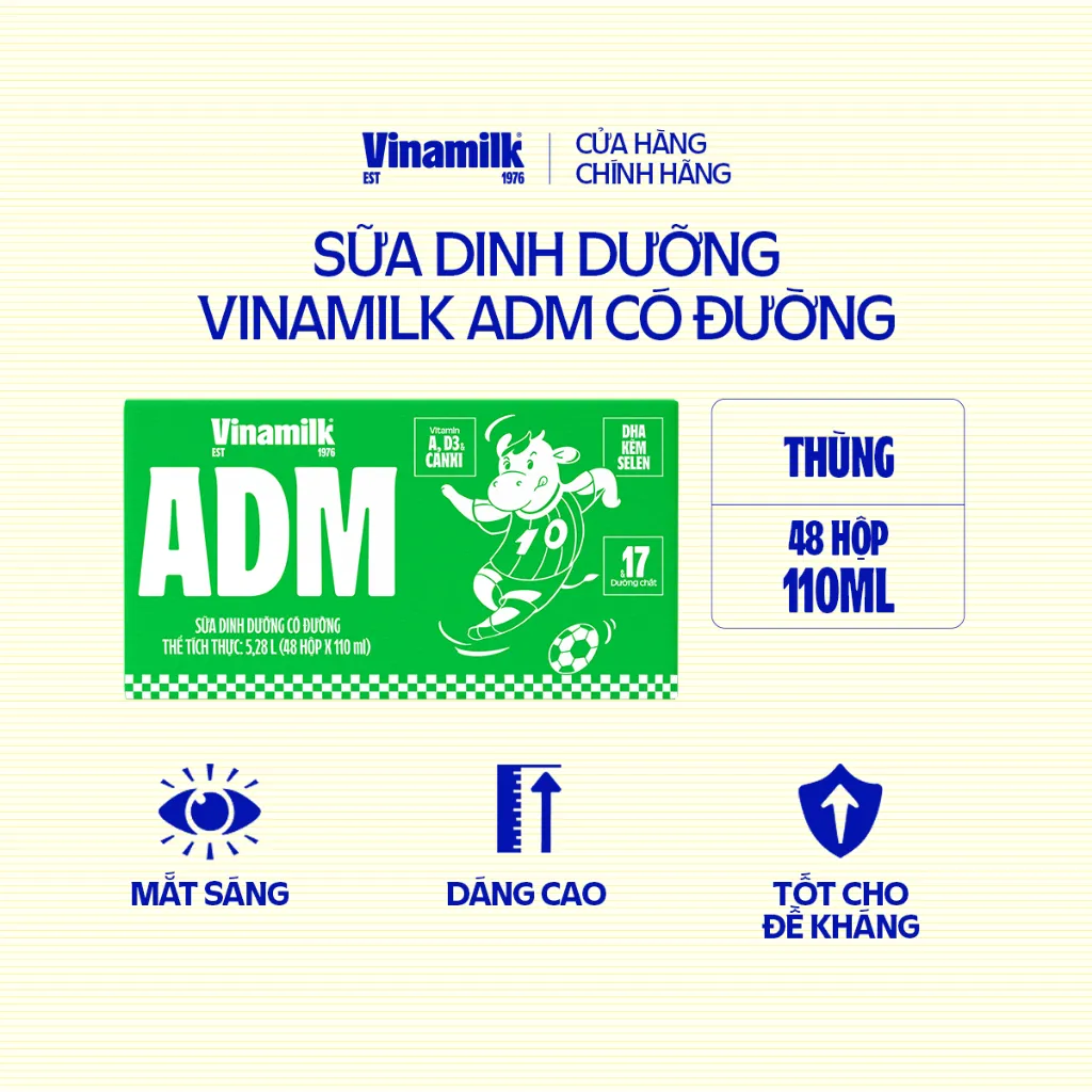 Ảnh Sữa dinh dưỡng Vinamilk ADM Có Đường - Thùng 48 hộp 110ml 1