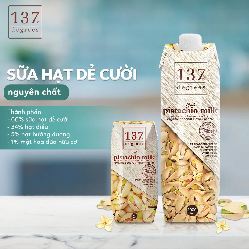 Ảnh Sữa Hạt Dẻ Cười Nguyên Chất 137 DEGREES Có Mật Hoa Dừa (Không Đường) 4