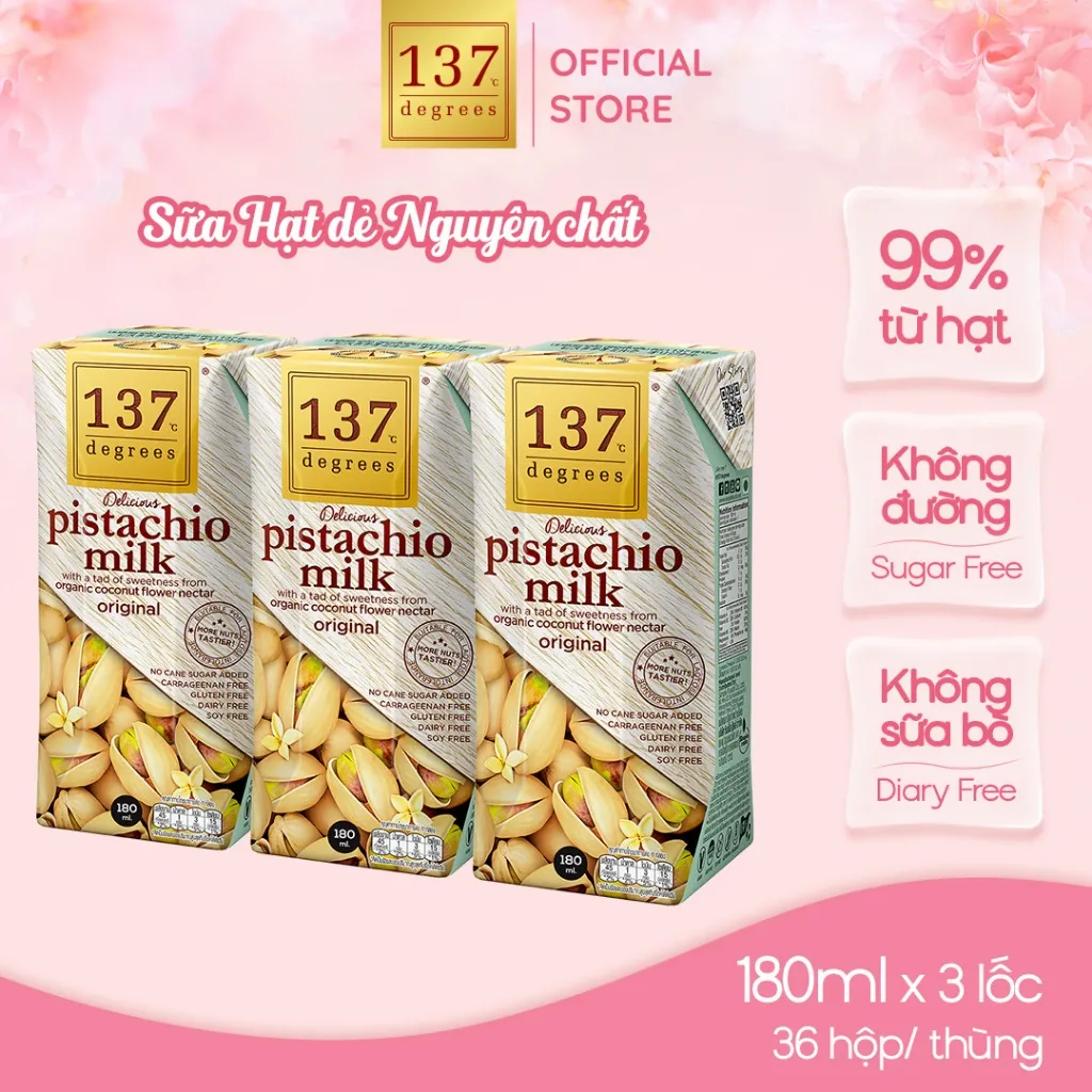 Ảnh Sữa Hạt Dẻ Cười Nguyên Chất 137 DEGREES Ngọt Tự Nhiên Từ Mật Hoa Dừa (Không Đường) 1