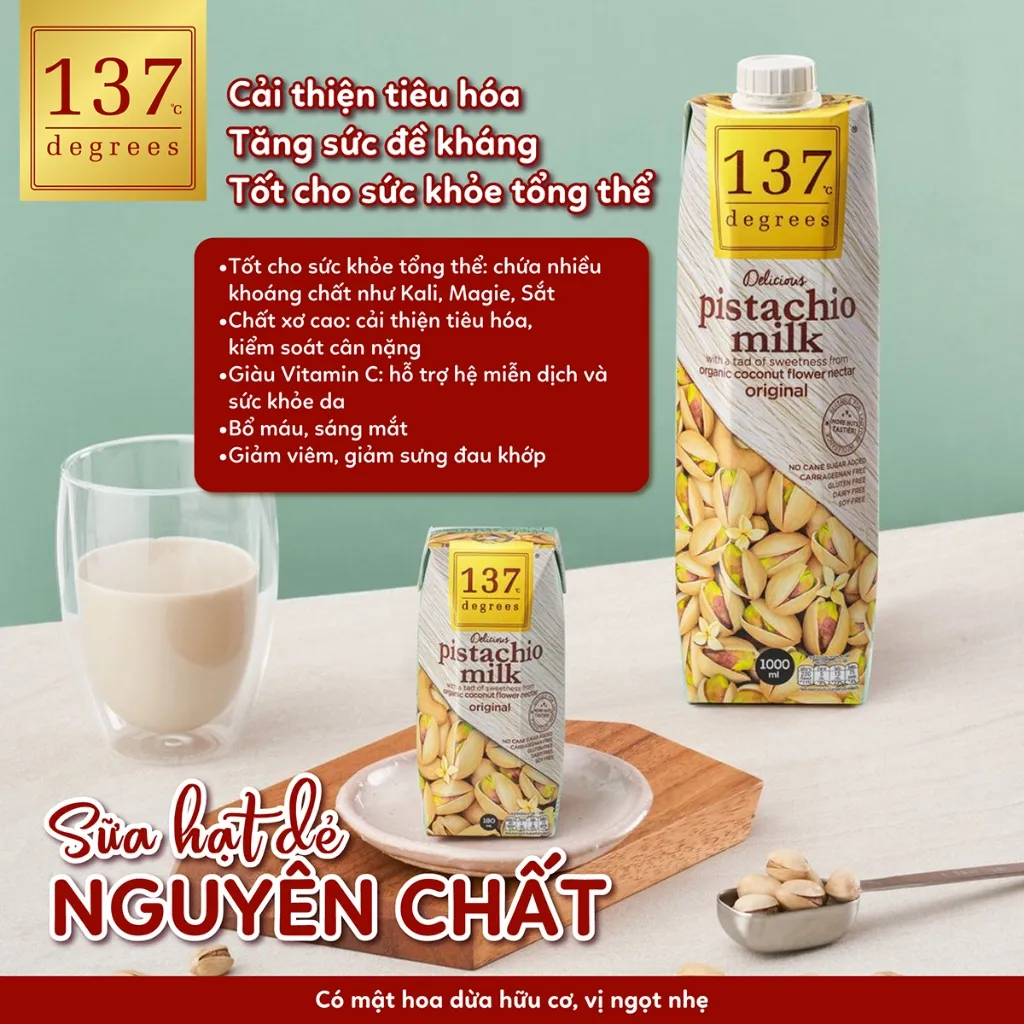 Ảnh Sữa Hạt Dẻ Cười Nguyên Chất 137 DEGREES Ngọt Tự Nhiên Từ Mật Hoa Dừa (Không Đường) 3