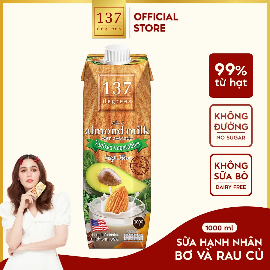 Ảnh Sữa Hạt Hạnh Nhân Bơ Và Rau Củ Nguyên Chất 137 DEGREES Ngọt Từ Mật Hoa Dừa (Không Đường) 2