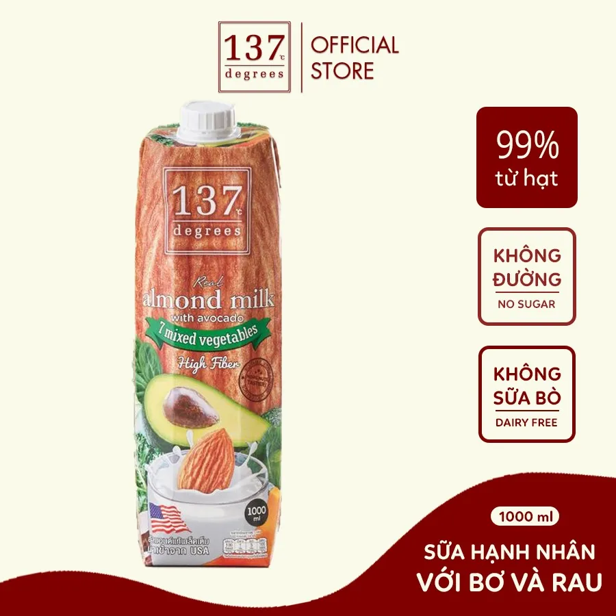 Ảnh Sữa Hạt Hạnh Nhân Bơ Và Rau Củ Nguyên Chất 137 DEGREES Ngọt Từ Mật Hoa Dừa (Không Đường) 3