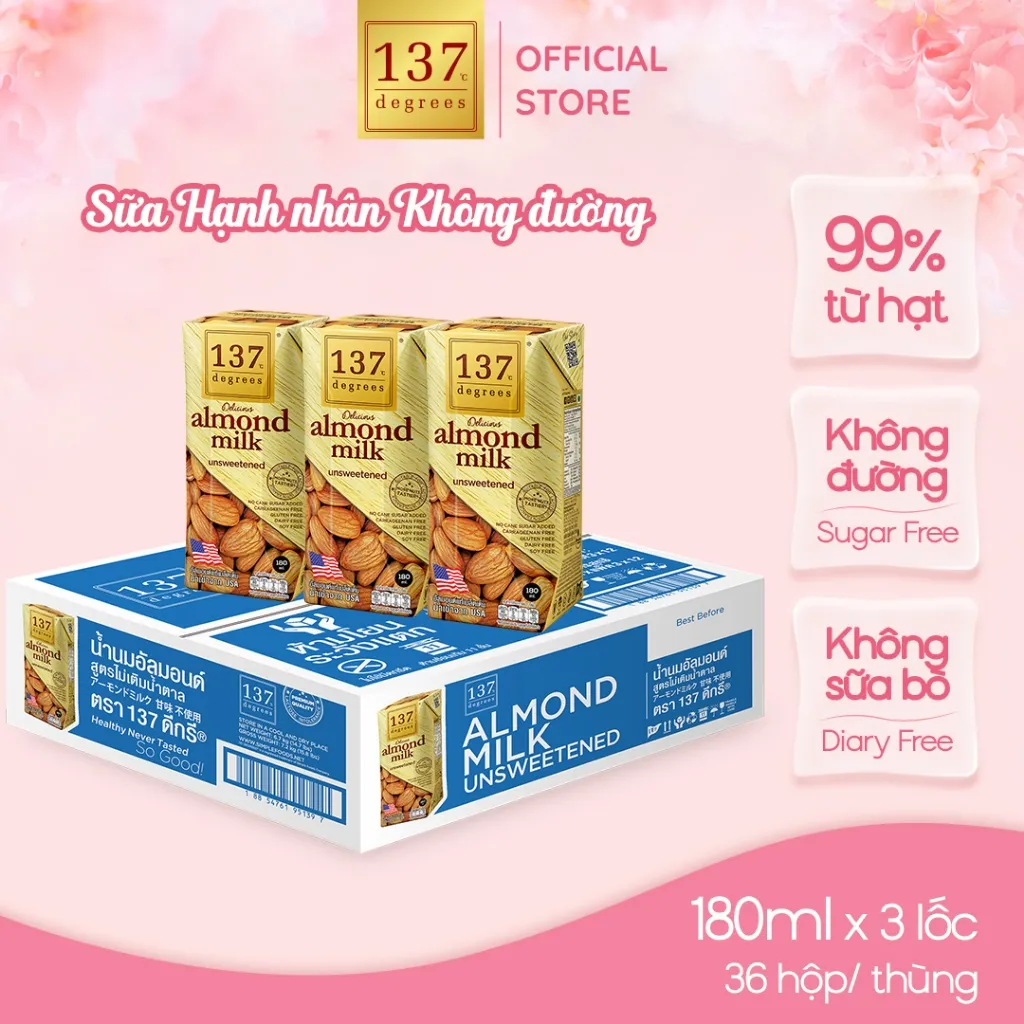 Ảnh Sữa Hạt Hạnh Nhân Không Ngọt 137 Degrees Chính Hãng Thái Lan Dinh Dưỡng Healthy 1