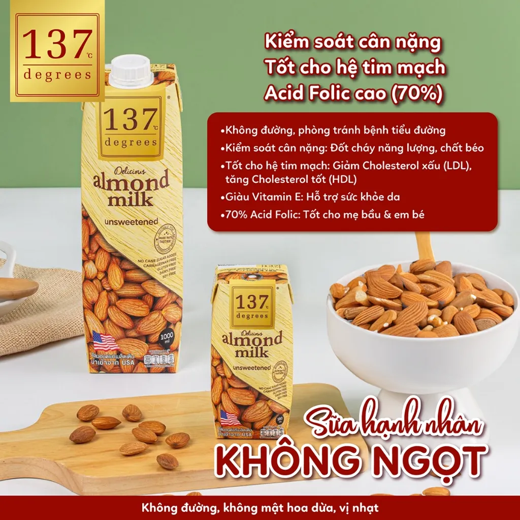 Ảnh Sữa Hạt Hạnh Nhân Không Ngọt 137 Degrees Chính Hãng Thái Lan Dinh Dưỡng Healthy 3