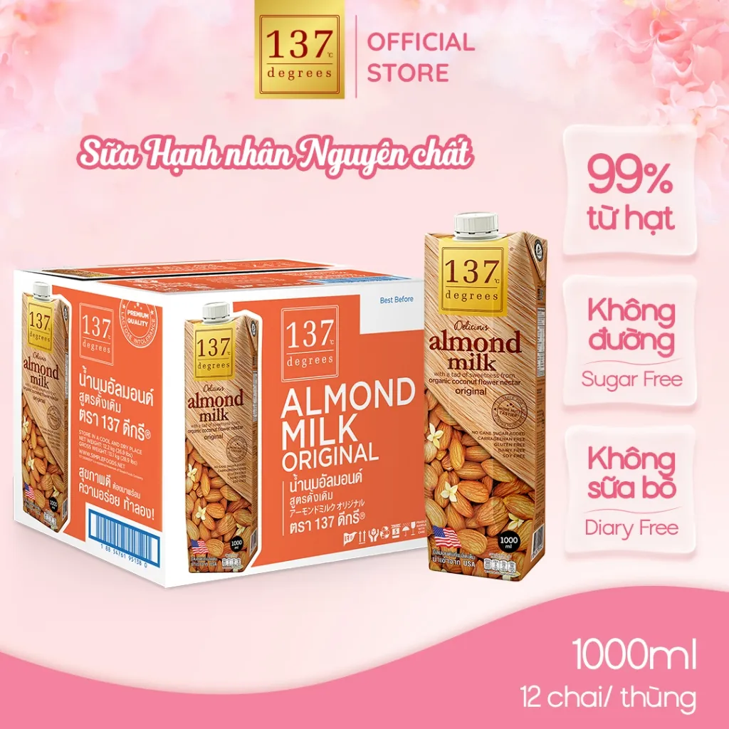 Ảnh Sữa hạt Hạnh Nhân Nguyên Chất 137 Degrees 1L Healthy Nhập Khẩu Thái Lan 1