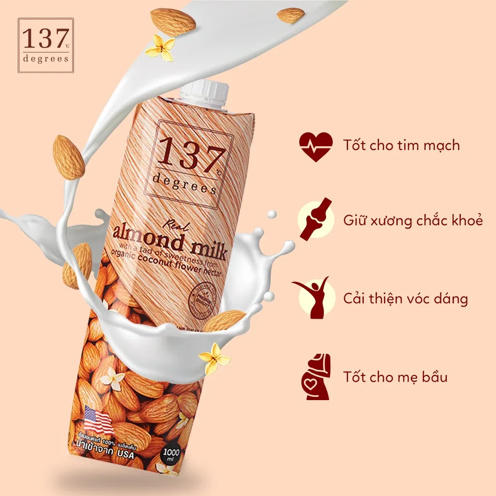Ảnh Sữa hạt Hạnh Nhân Nguyên Chất 137 Degrees 1L Healthy Nhập Khẩu Thái Lan 4