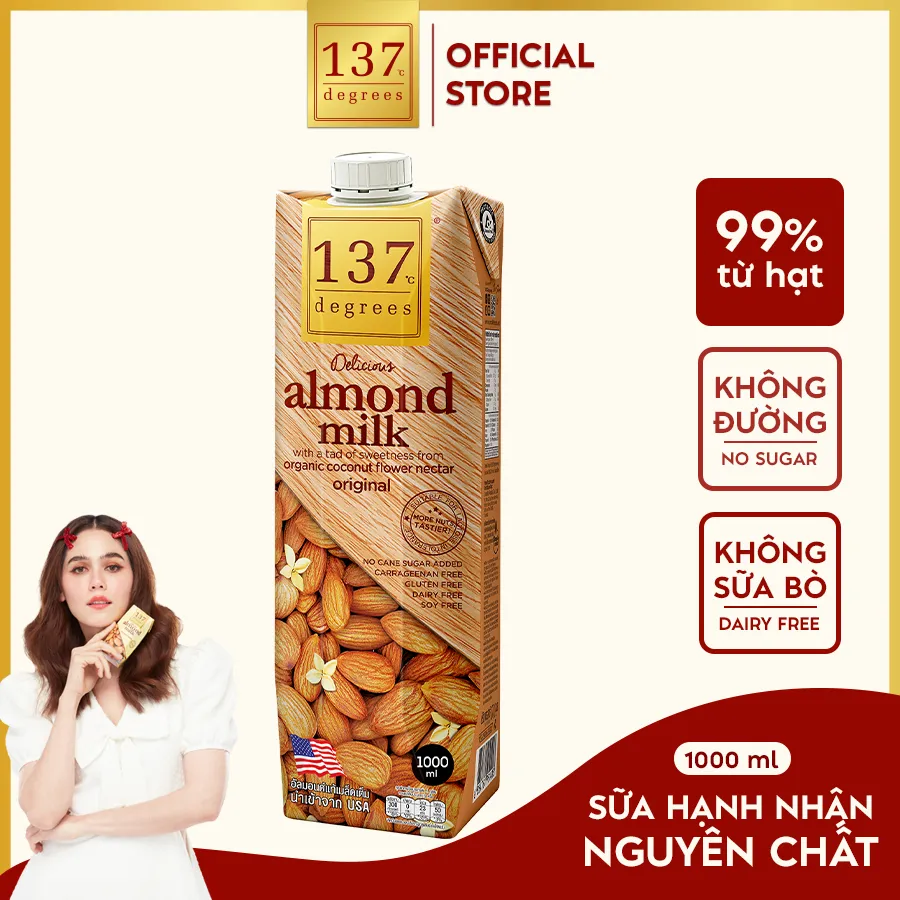 Ảnh Sữa Hạt Hạnh Nhân Nguyên Chất 137 DEGREES Có Vị Ngọt Từ Mật Hoa Dừa (Không Đường) Healthy Dinh Dưỡng TháiLan 2
