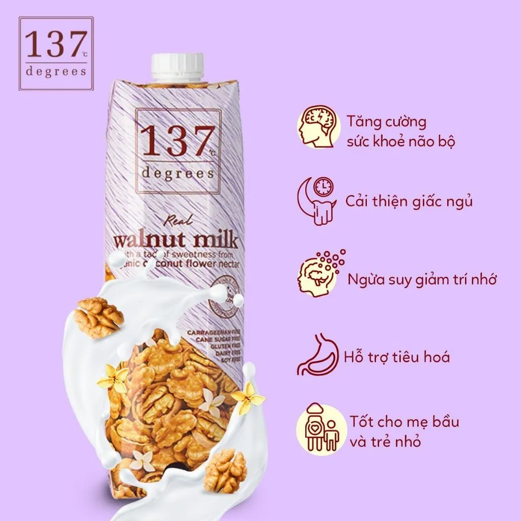 Ảnh Sữa Hạt Nguyên Chất 137 DEGREES Có Vị Ngọt Từ Mật Hoa Dừa (Không Đường) Healthy Dinh Dưỡng Thái Lan 3