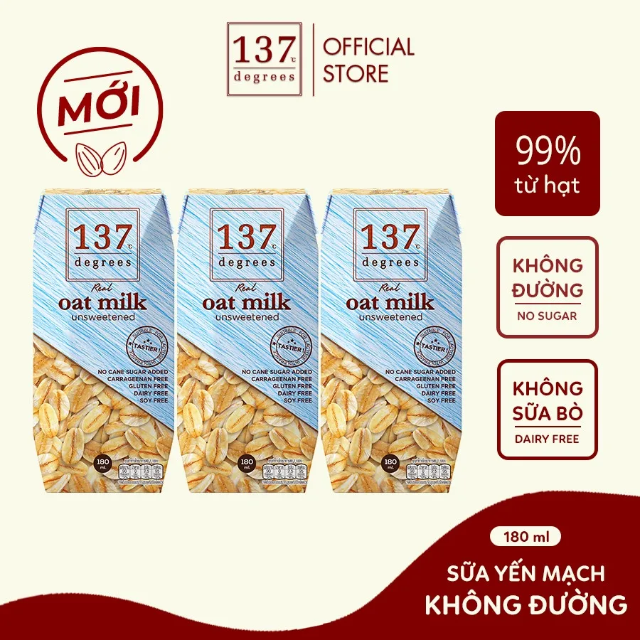 Ảnh Sữa Hạt Yến Mạch Nguyên Chất 137 DEGREES Không Ngọt (Không Đường) Thái Lan 2