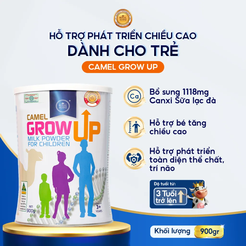 Ảnh Sữa Hỗ Trợ Tăng Chiều Cao Cho Bé ROYAL AUSNZ Camel Grow Up Milk Powder Cho Trẻ Từ 3 Tuổi hộp 900g 1