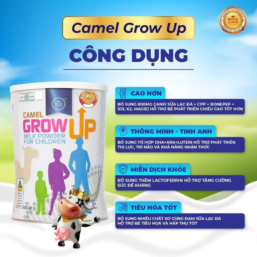 Ảnh Sữa Hỗ Trợ Tăng Chiều Cao Cho Bé ROYAL AUSNZ Camel Grow Up Milk Powder Cho Trẻ Từ 3 Tuổi hộp 900g 4