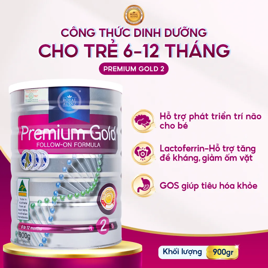 Ảnh Sữa Hoàng Gia Úc ROYAL AUSNZ Premium Gold 2 Hộp 900g 1